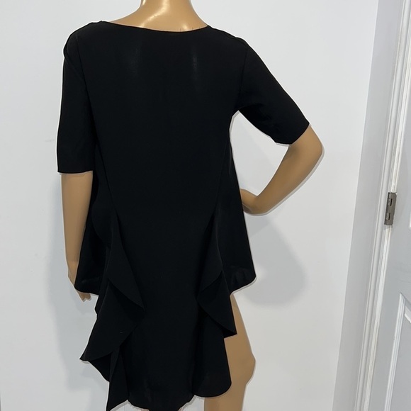 COS Black Laser Cut high low Ruffle Tunic top size 2 - Picture 4 of 12